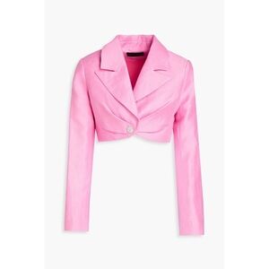 Rasario Cropped Crystal-Embellished Linen-Blend Pink Jacket EU 36 or US 4